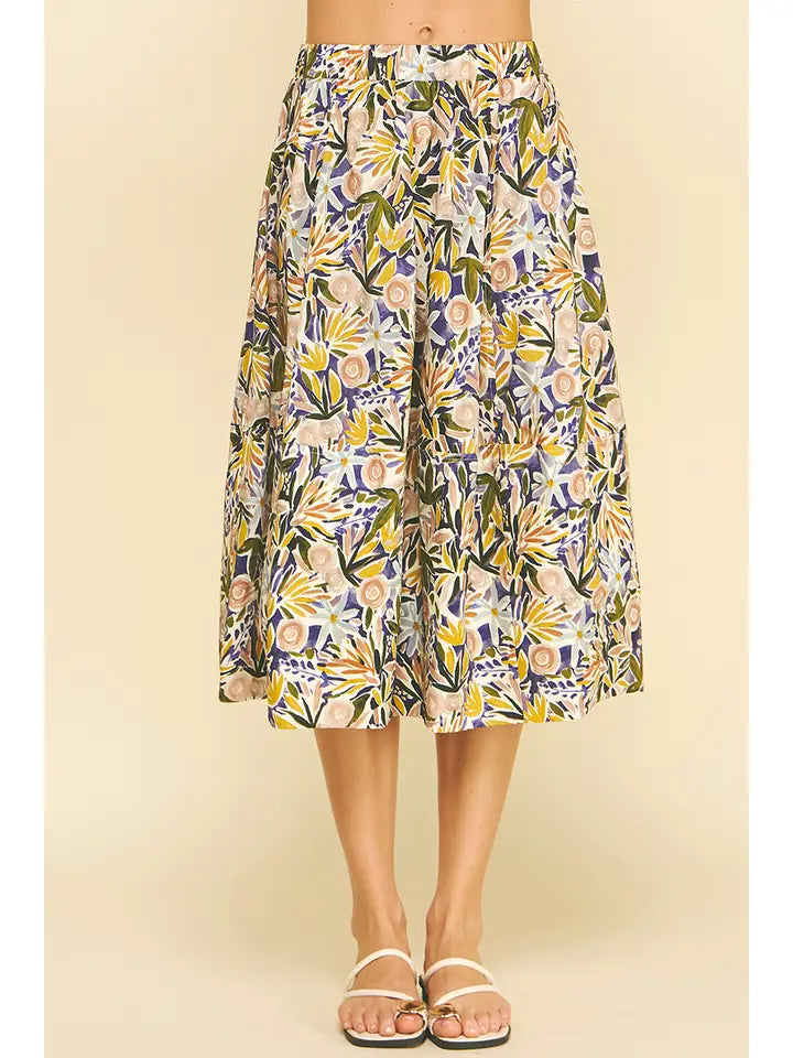FLORAL PRINT A LINE SKIRT