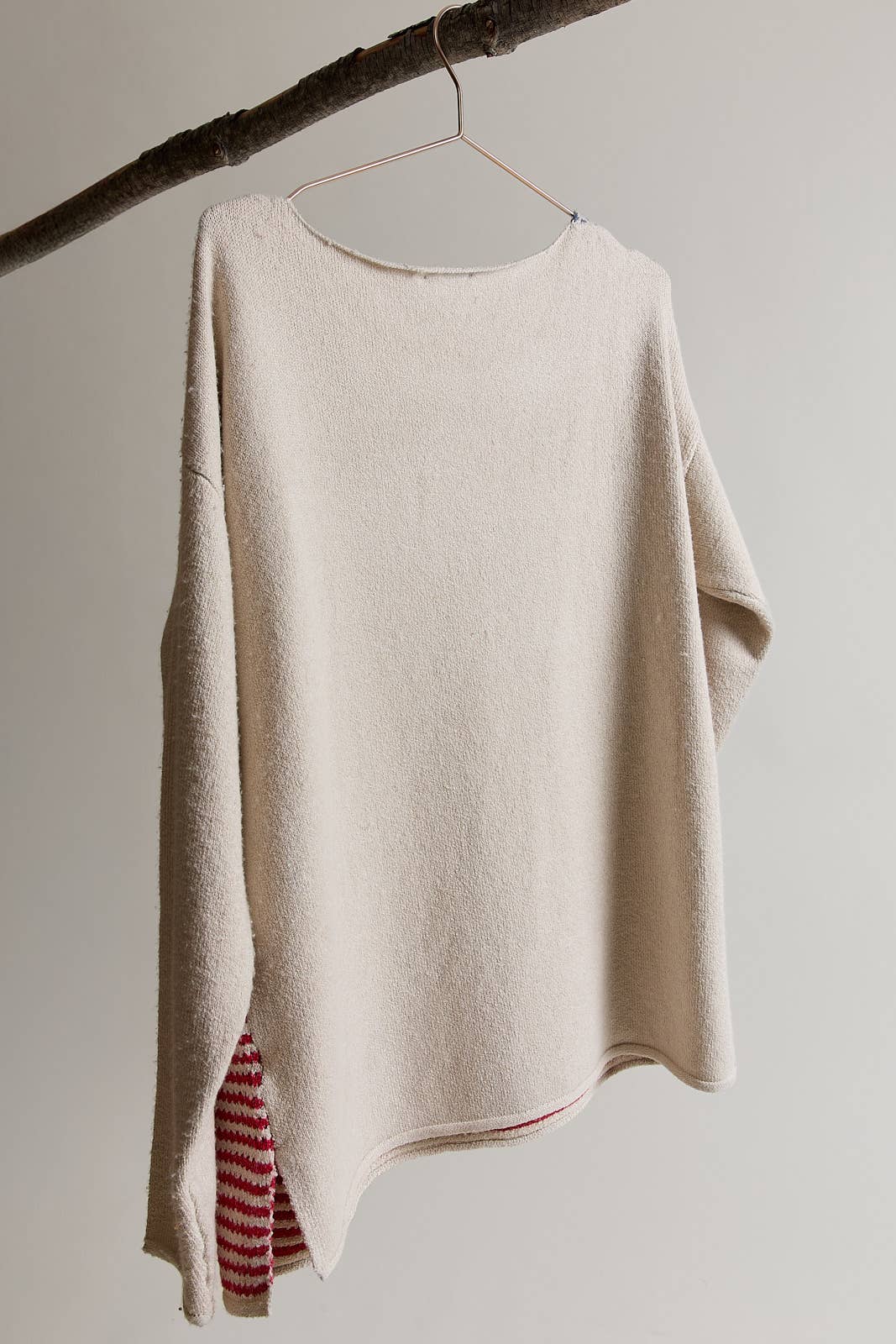 BOAT NECK LONG SLEEVE OVERSIZE FLAG SWEATER