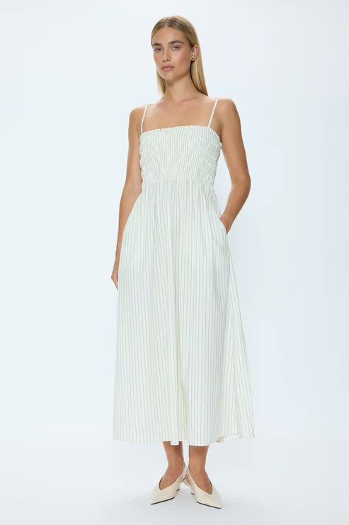 Bianca Shirred Stripe Bodice Dress