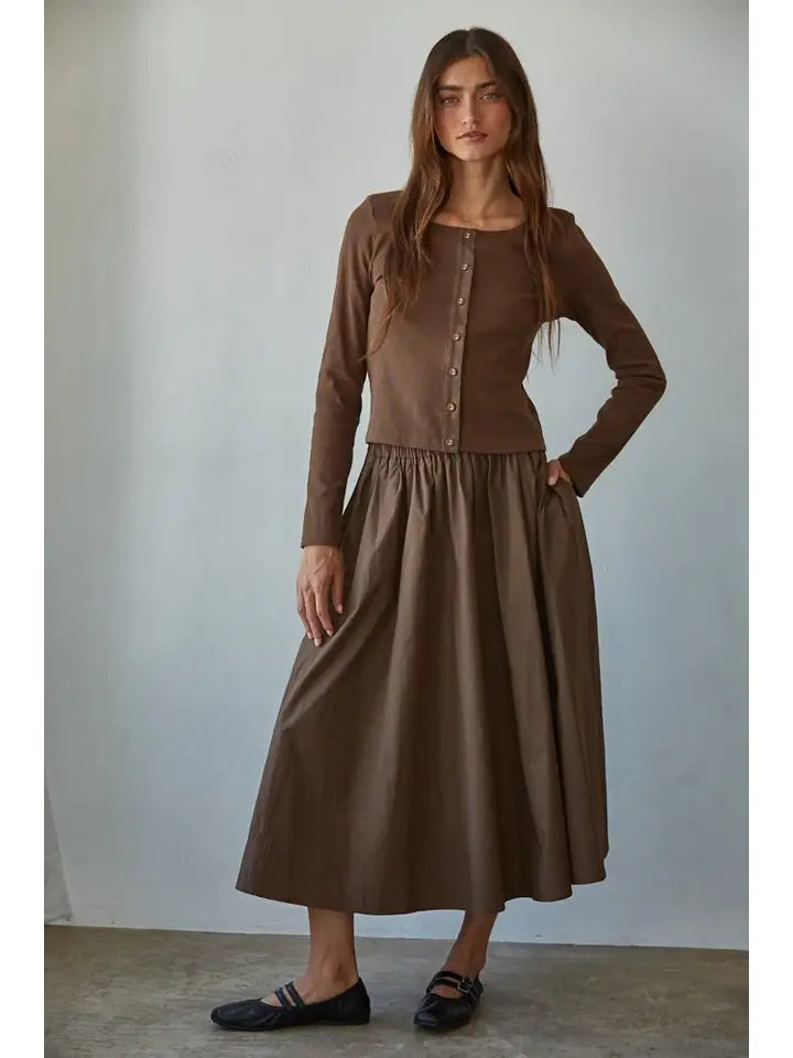 Knit Cotton Spandex Ribbed 3/4 Sleeve Cardigan
