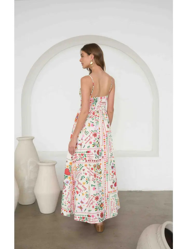 Summer Print Cotton Midi Dress
