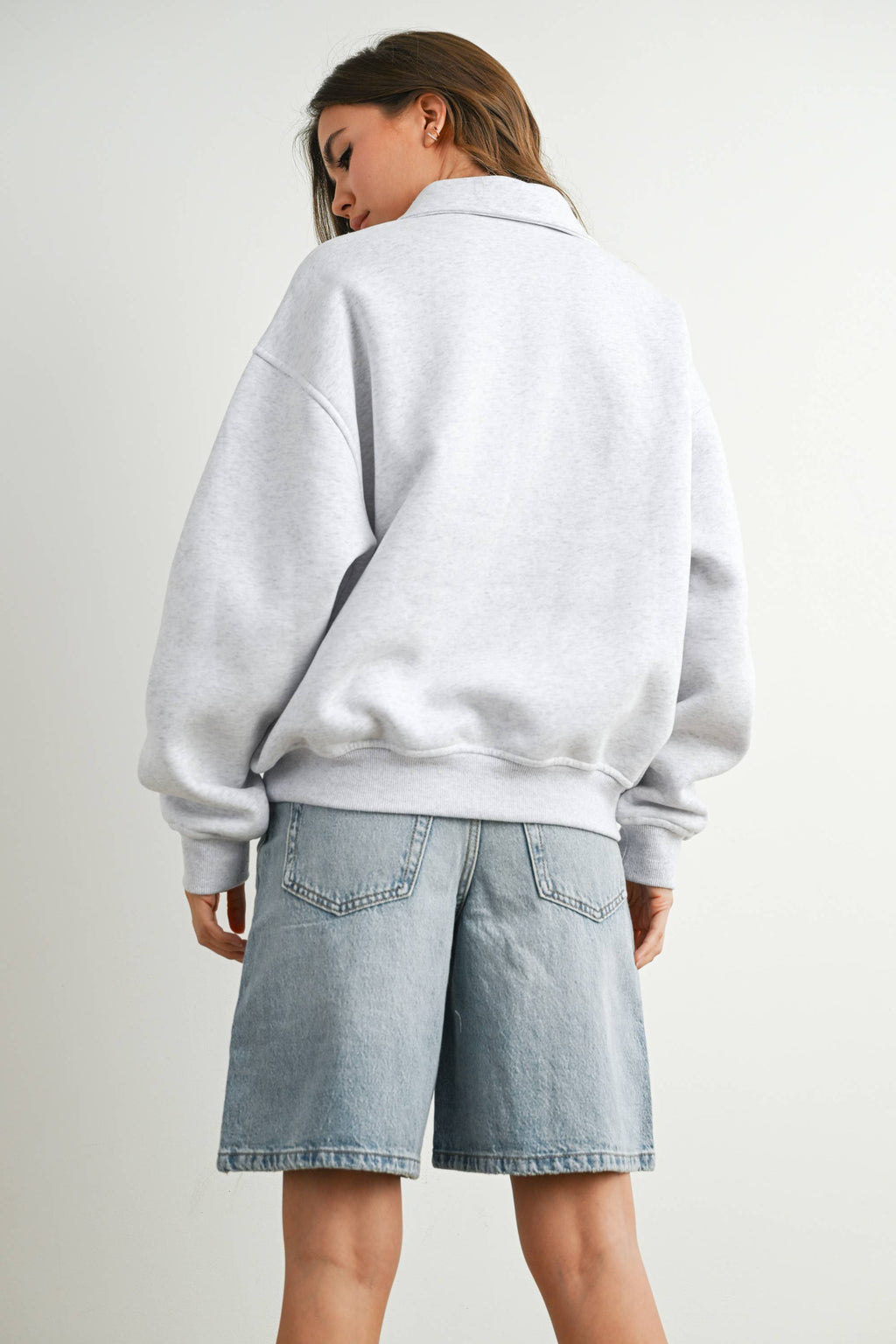 Loose Collared American Flag Icon Quarter-Zip Top