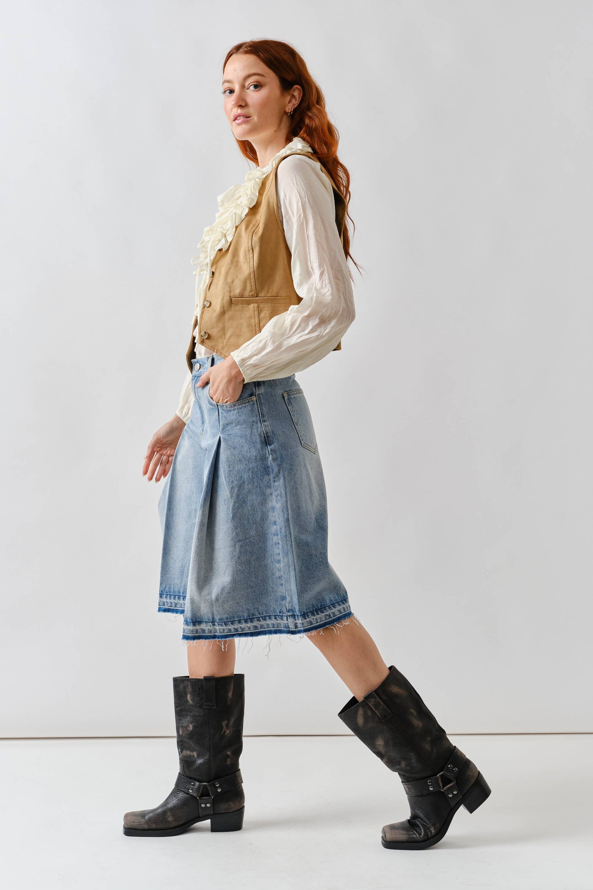 SUEDE TUXEDO VEST