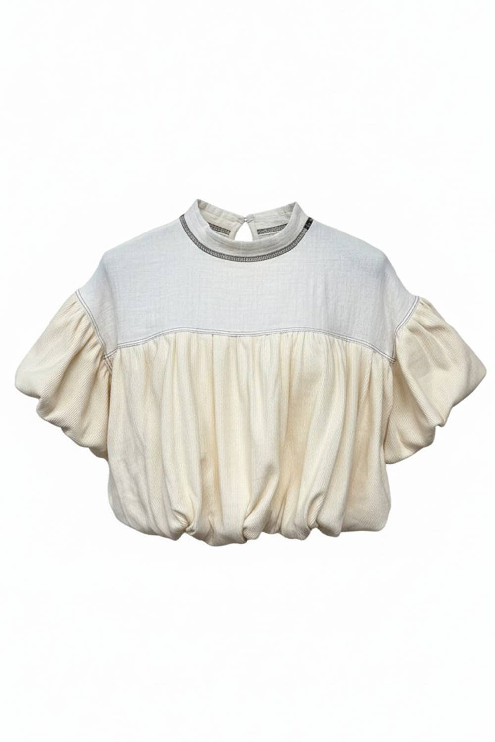 Ruffle Sleeve & Hem Contrast Detail Crop Top