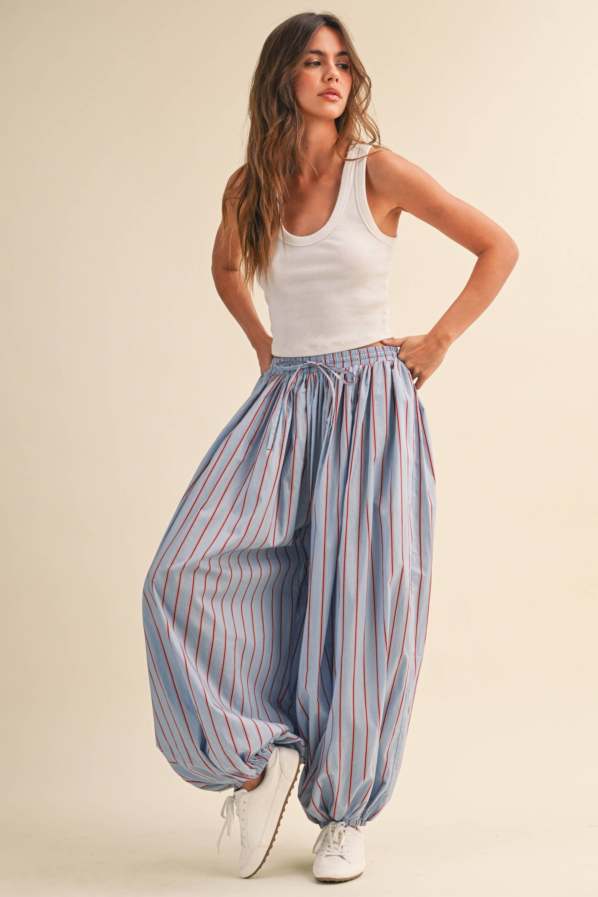 STRIPED BALLOON PANTS