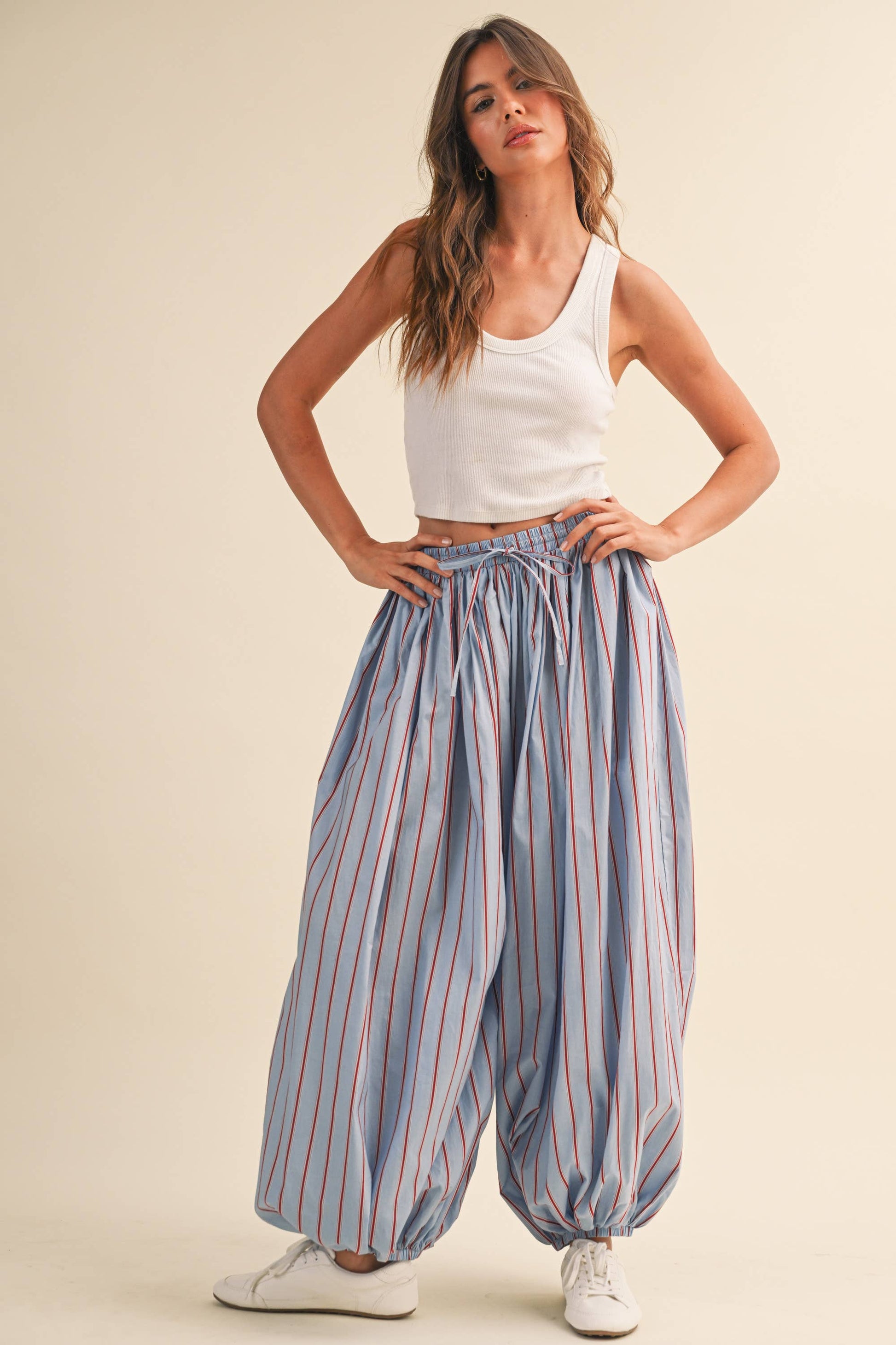 STRIPED BALLOON PANTS