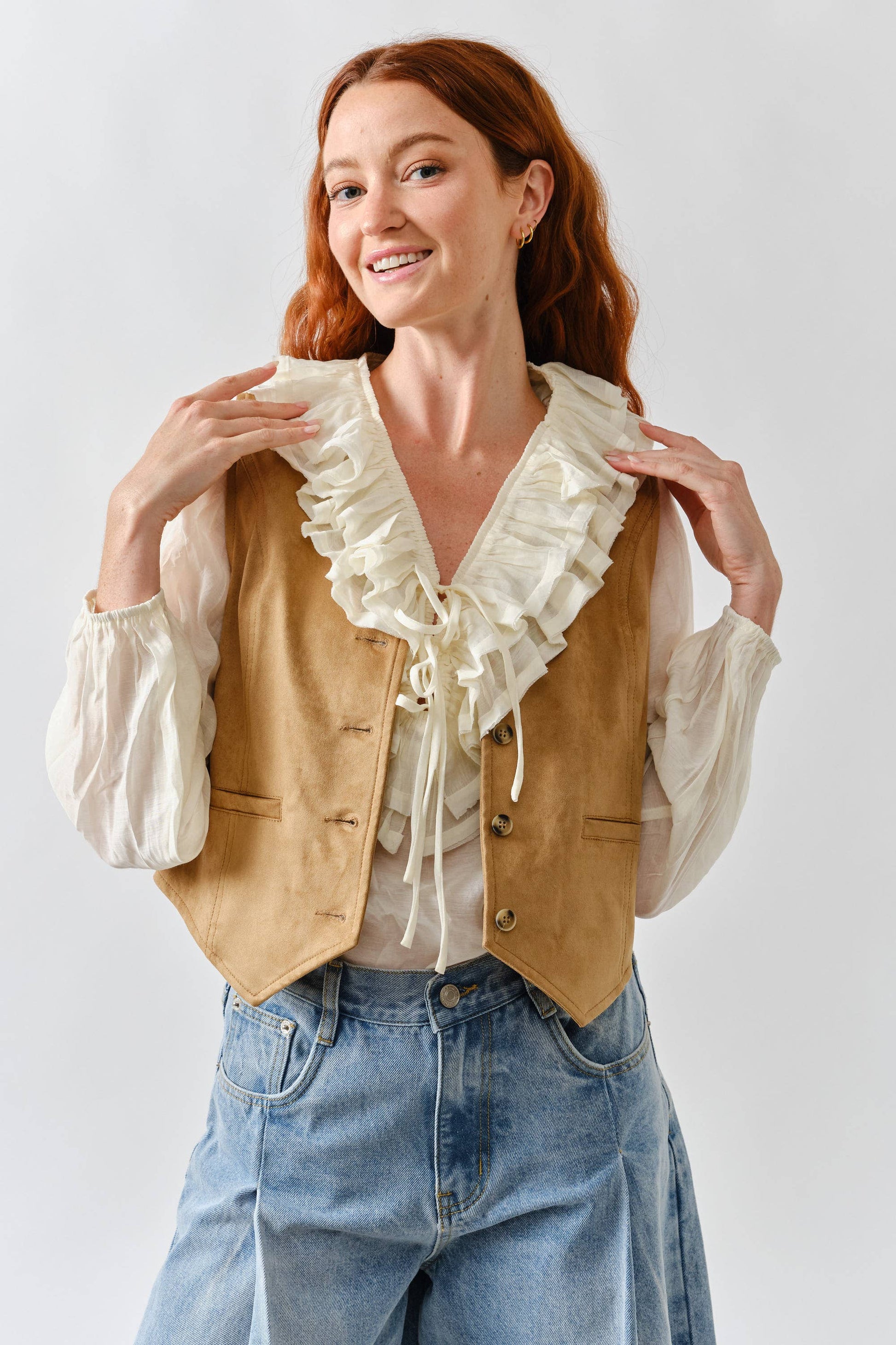 SUEDE TUXEDO VEST