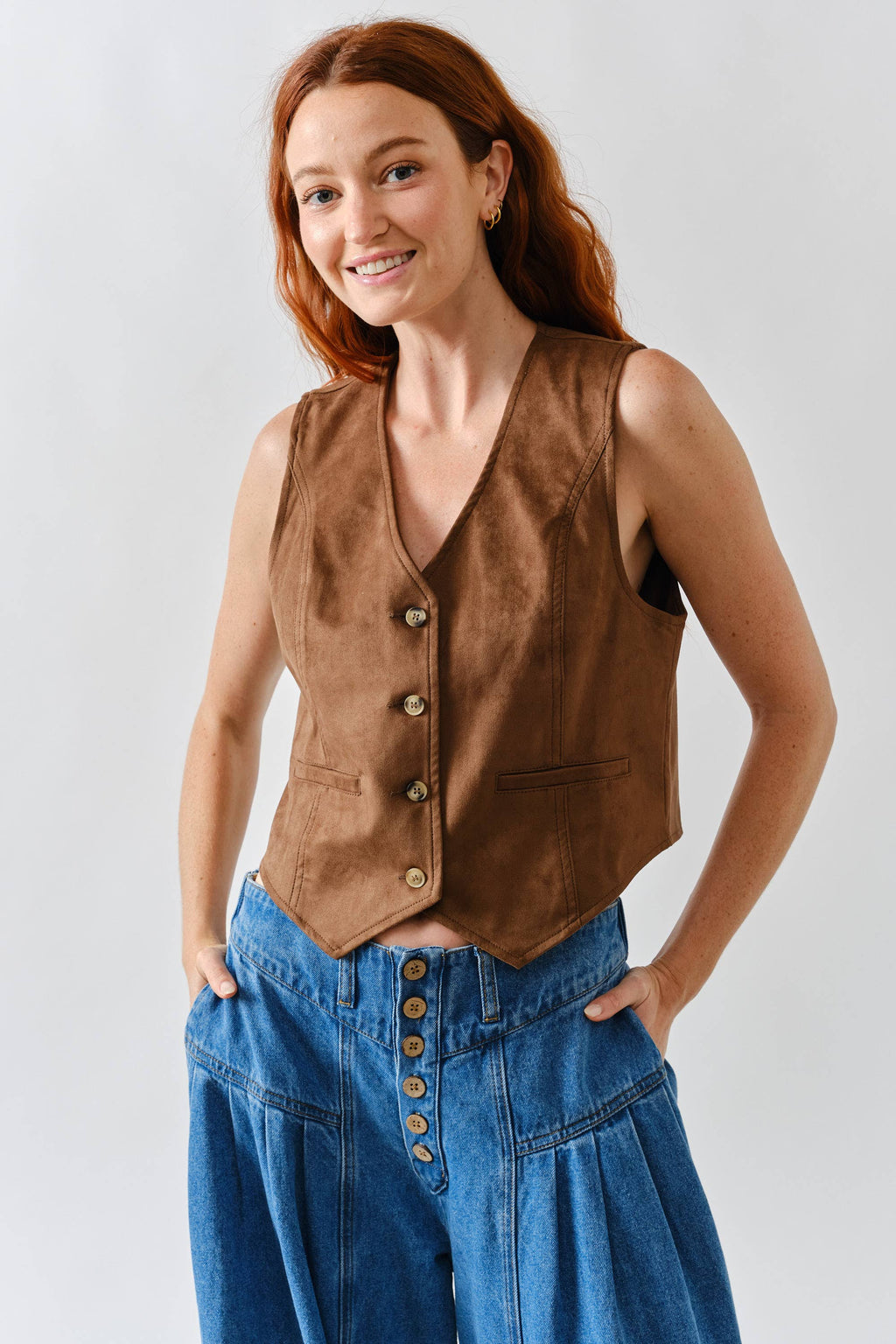 SUEDE TUXEDO VEST