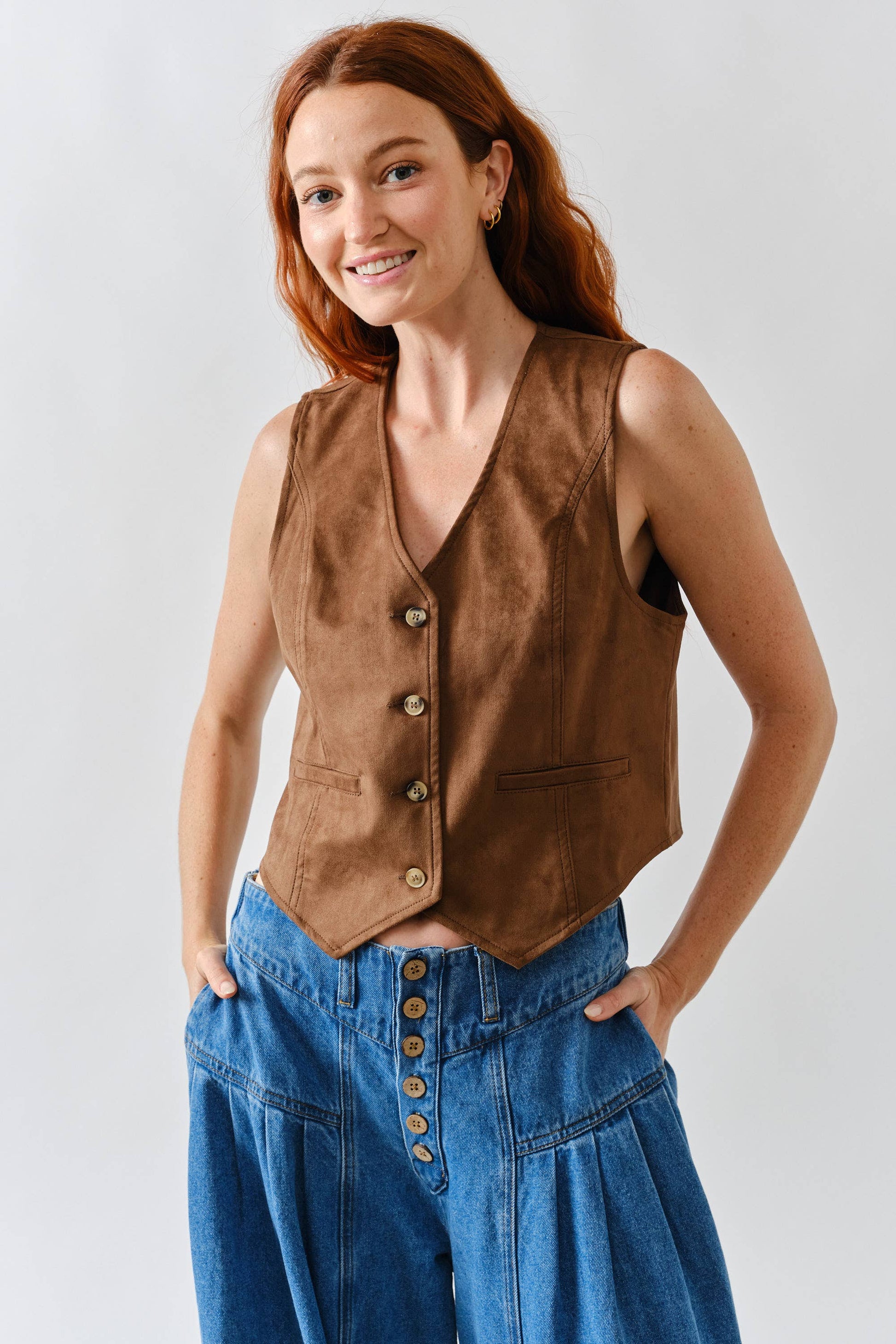SUEDE TUXEDO VEST