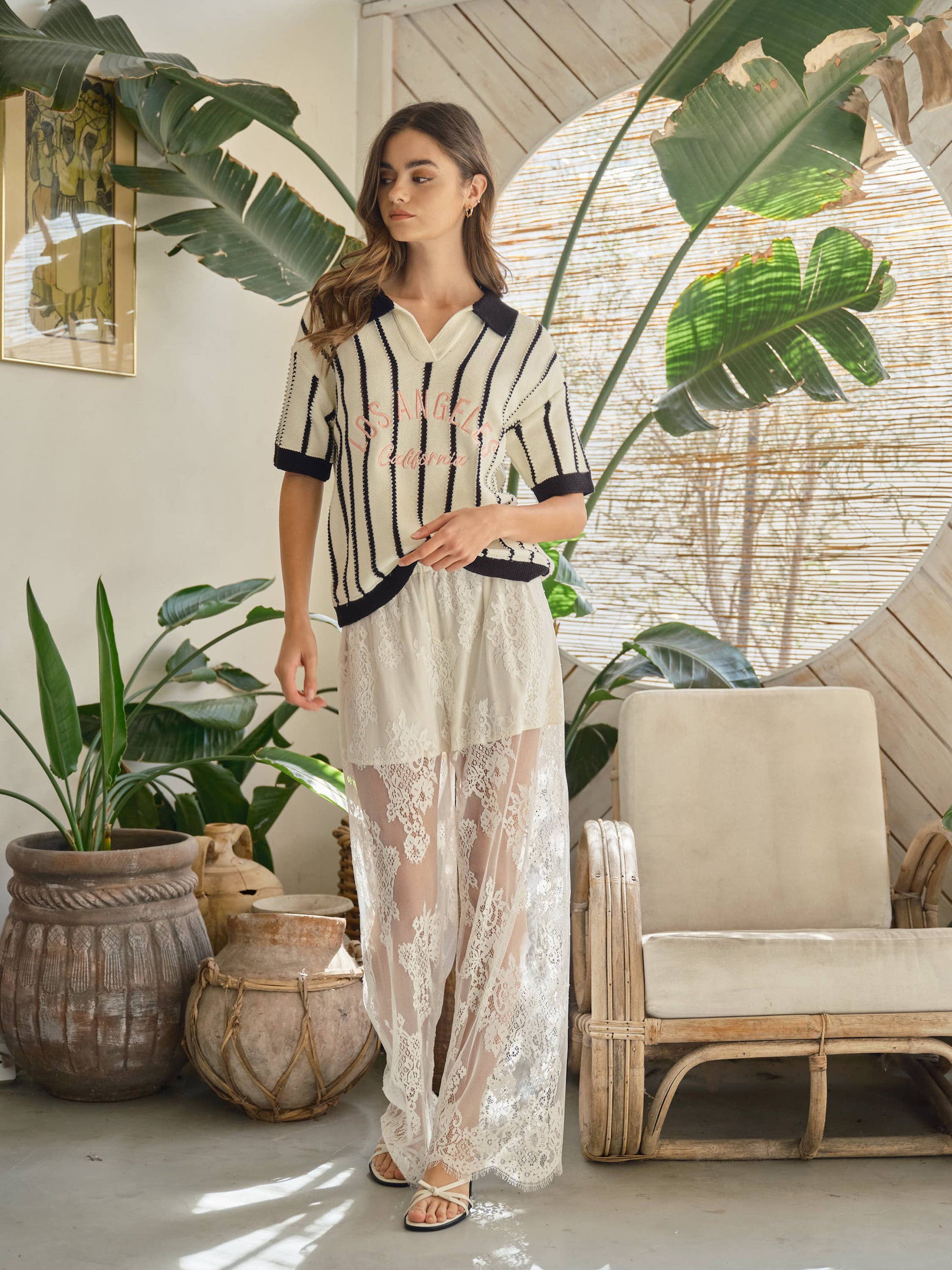LACE PANTS WITH SHORTS LINING