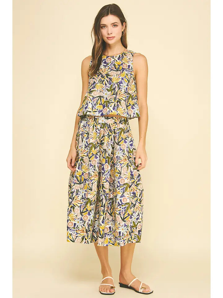 FLORAL PRINT A LINE SKIRT