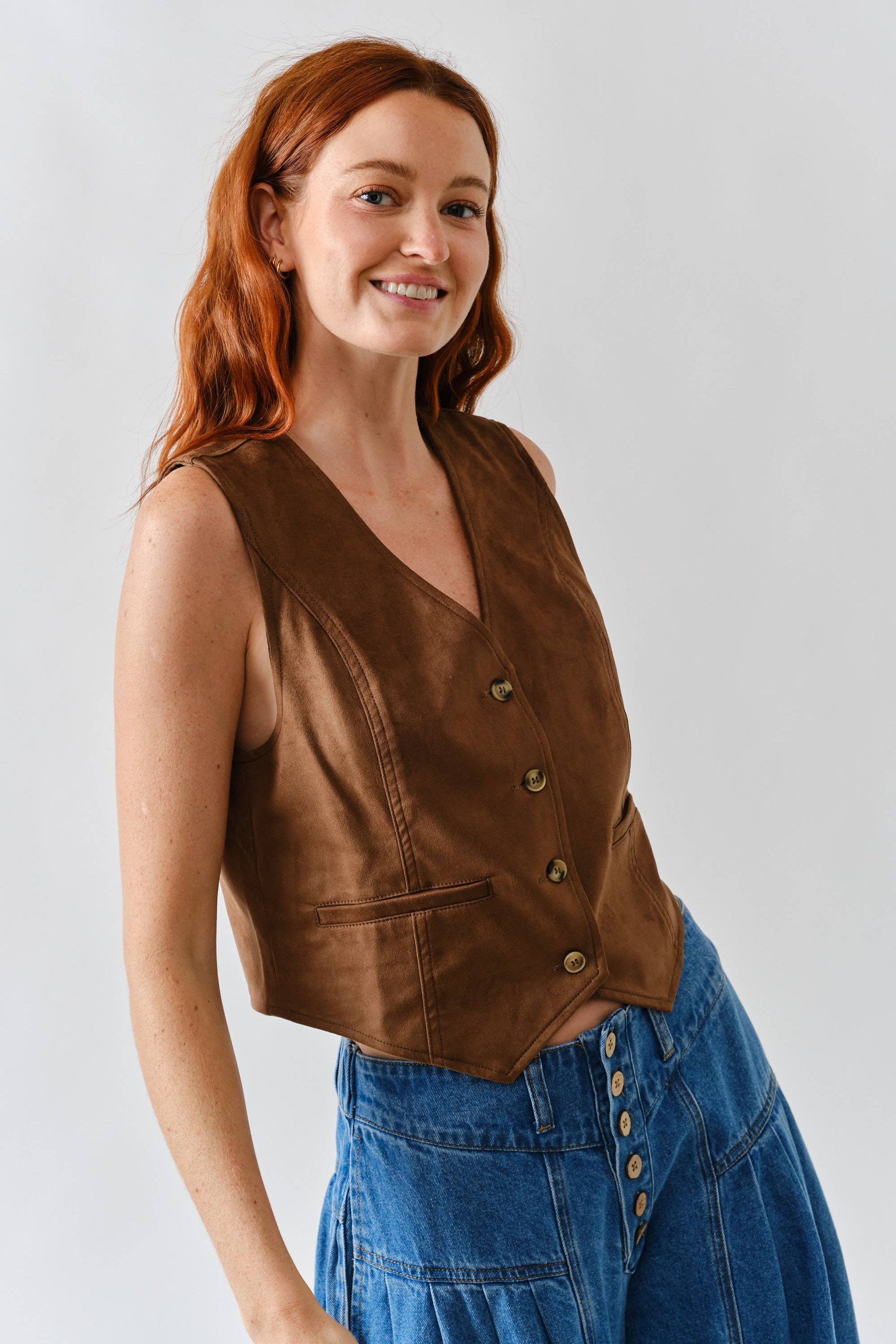 SUEDE TUXEDO VEST
