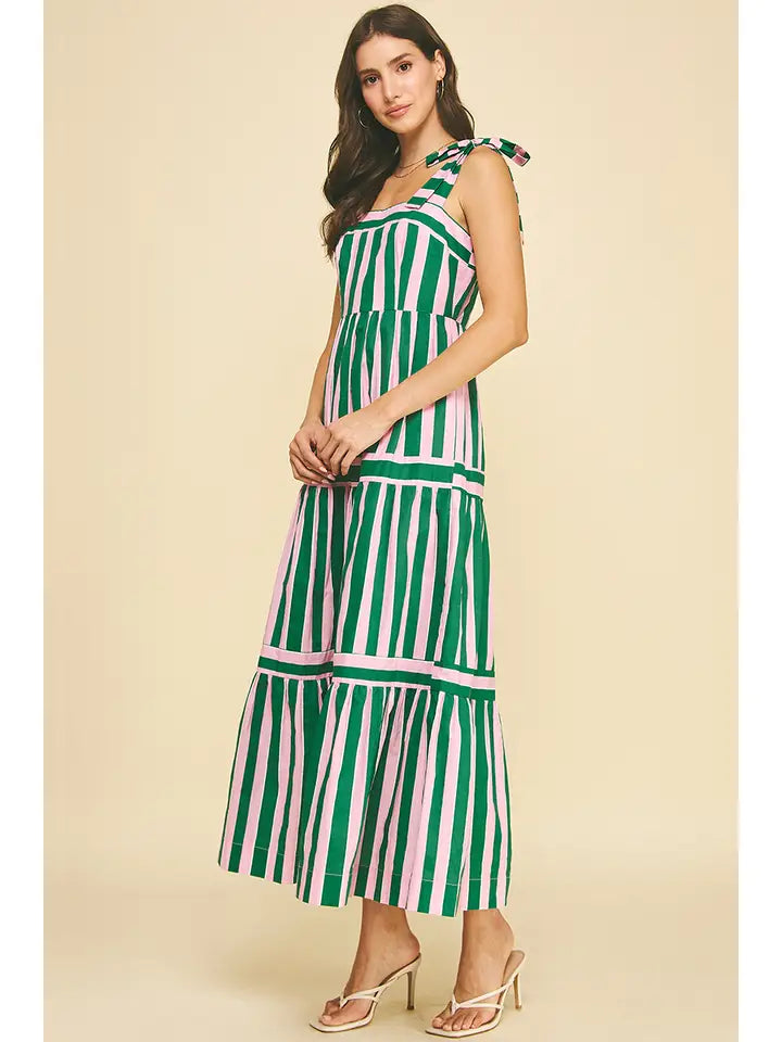 Multi Color Striped Tiered Maxi Dress