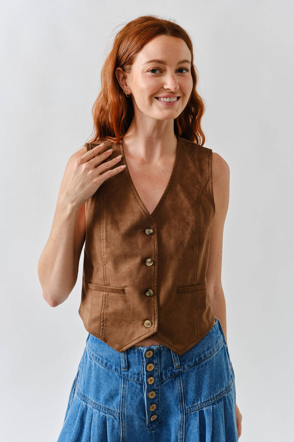SUEDE TUXEDO VEST