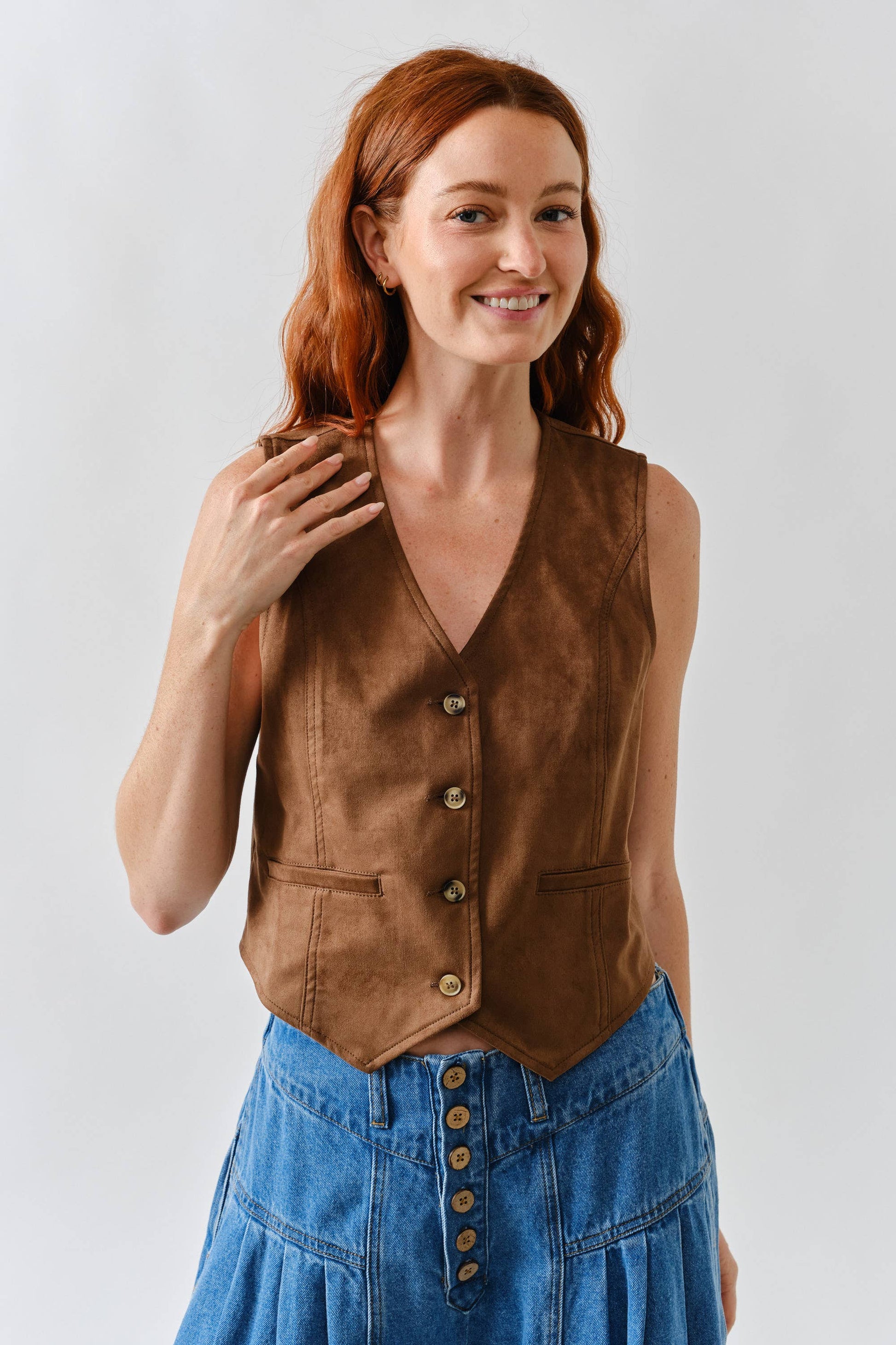 SUEDE TUXEDO VEST