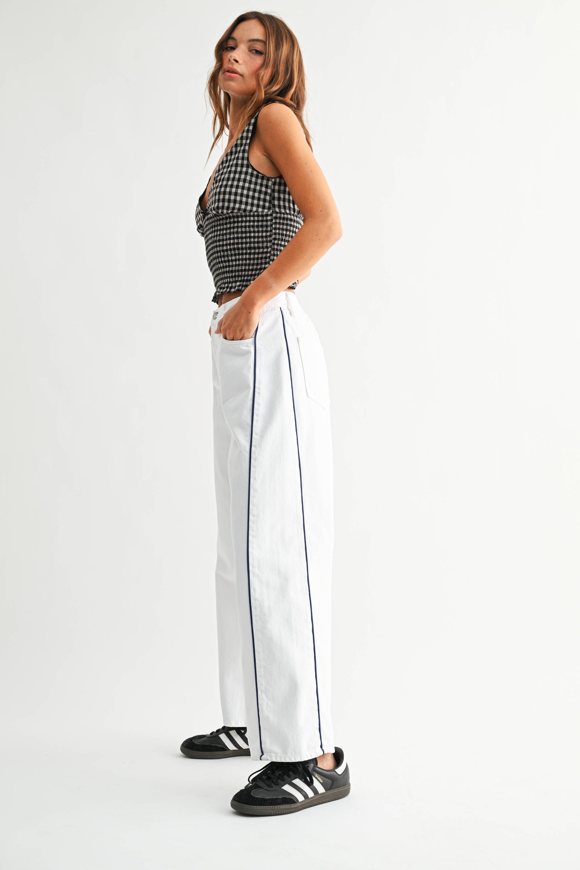 White Barrel Jean - High-Rise Wide Leg Curved Denim