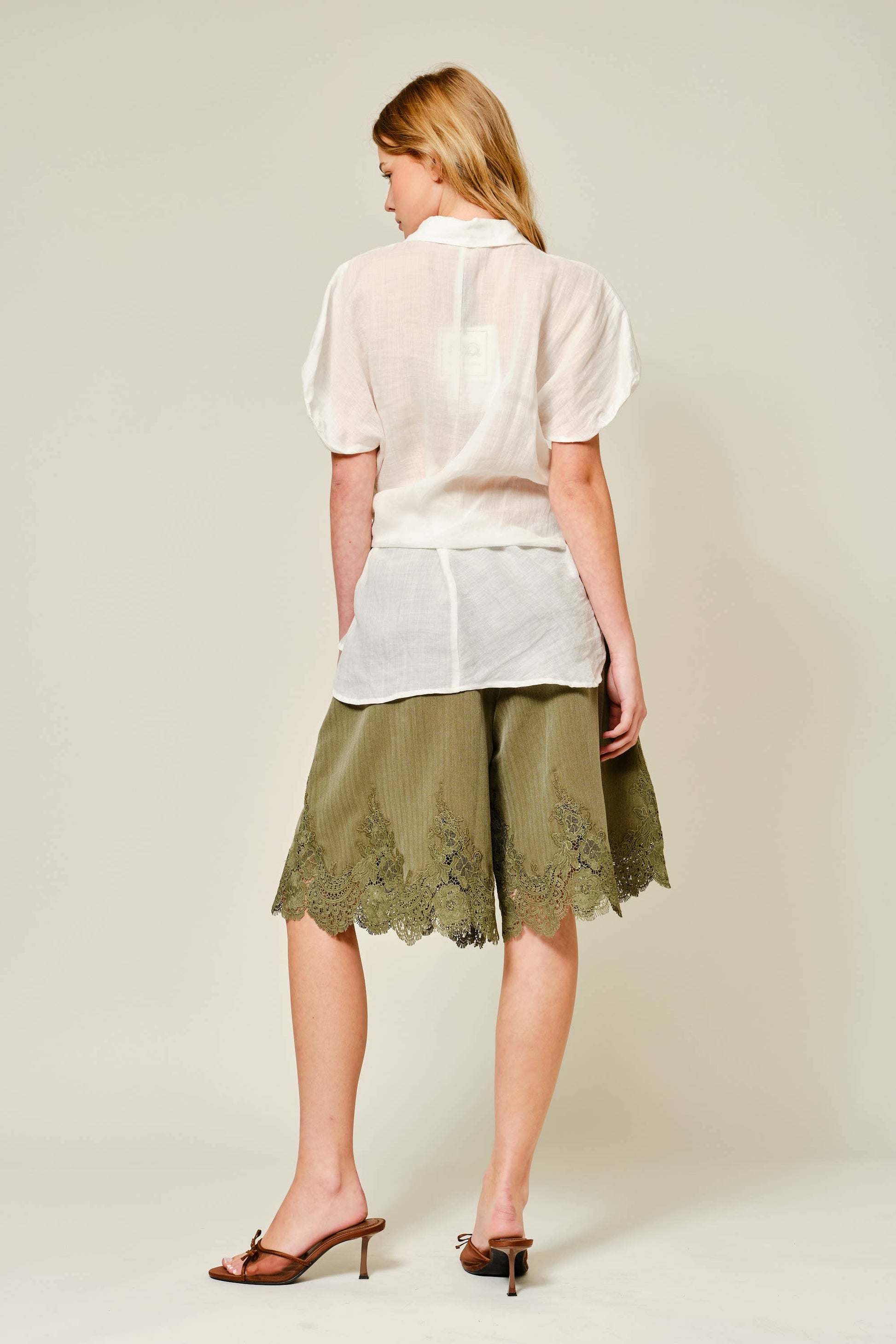 Aaron & Amber Lace Hem Classic Long Shorts