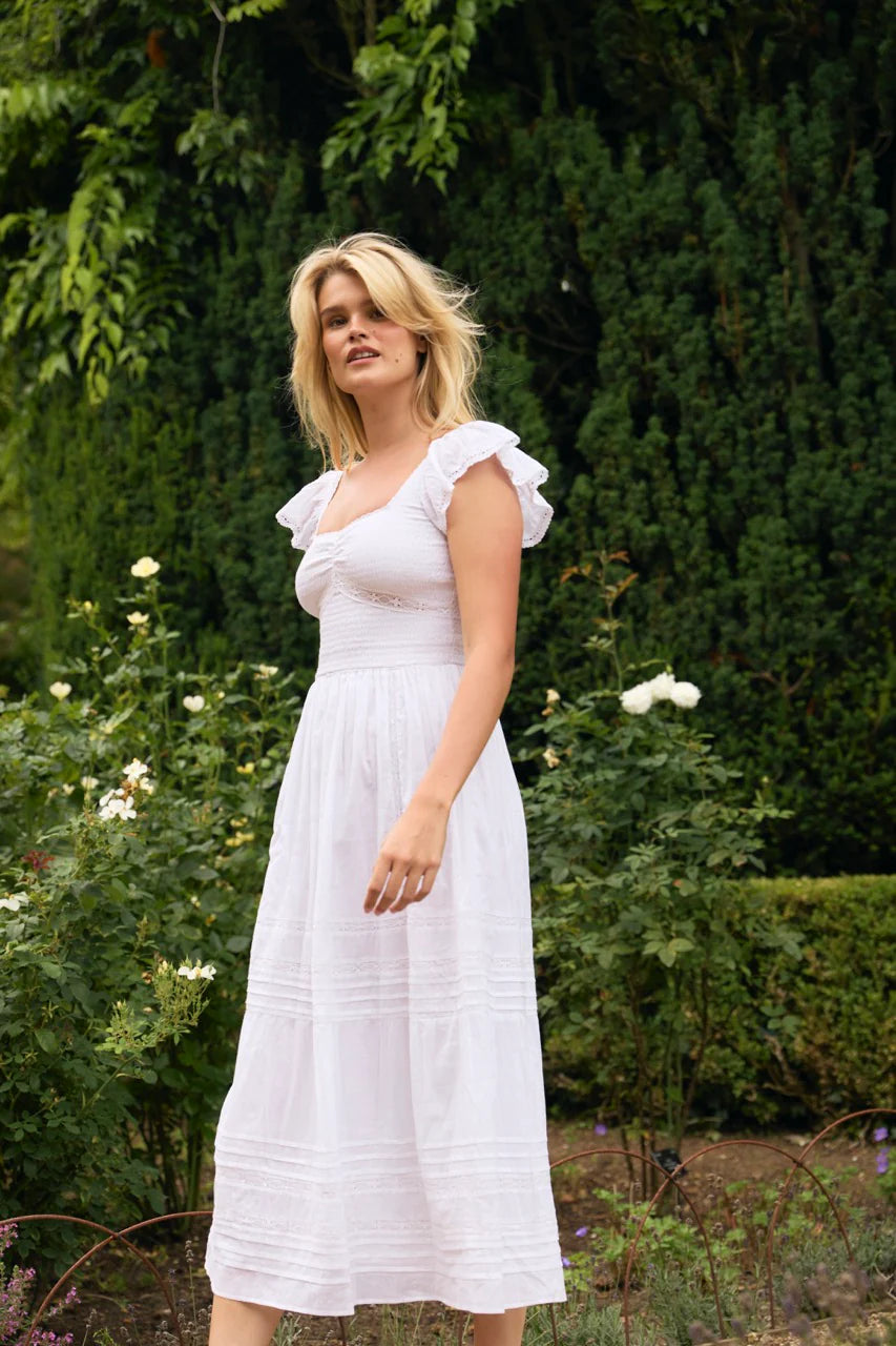 Amy Jane London Tallulah Maxi Dress - White Cotton Sweetheart Neck Gown
