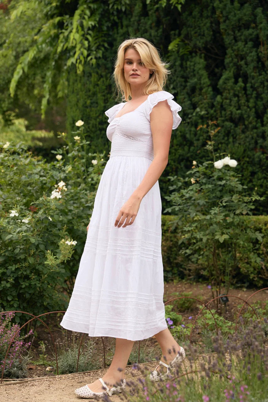 Amy Jane London Tallulah Maxi Dress - White Cotton Sweetheart Neck Gown