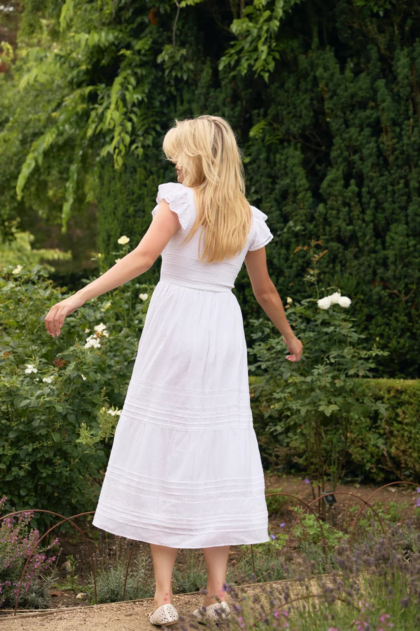 Amy Jane London Tallulah Maxi Dress - White Cotton Sweetheart Neck Gown