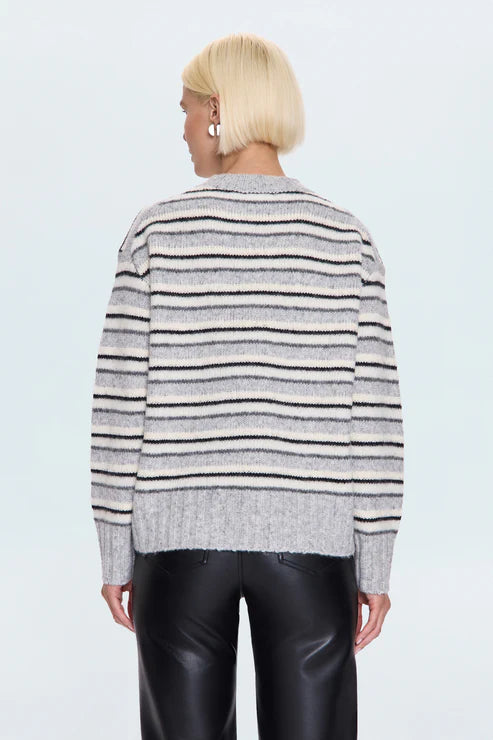 HANNA- GREY WHITE STRIPE
