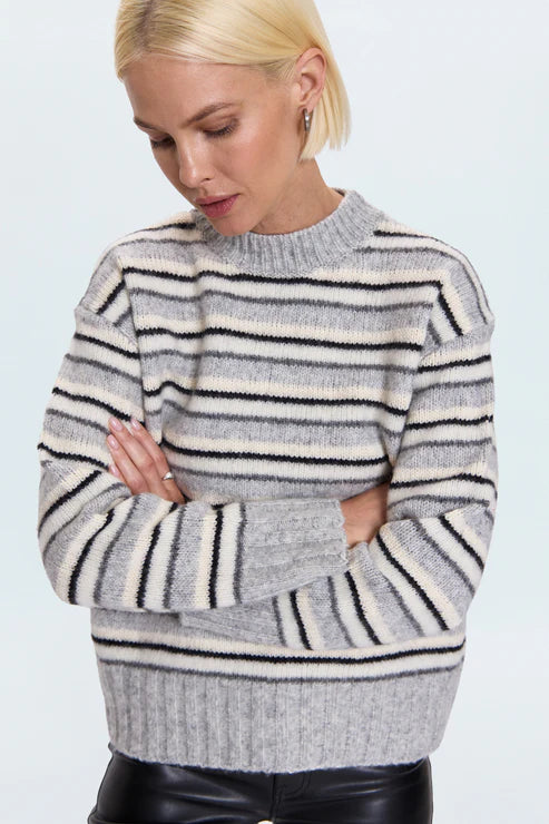 HANNA- GREY WHITE STRIPE