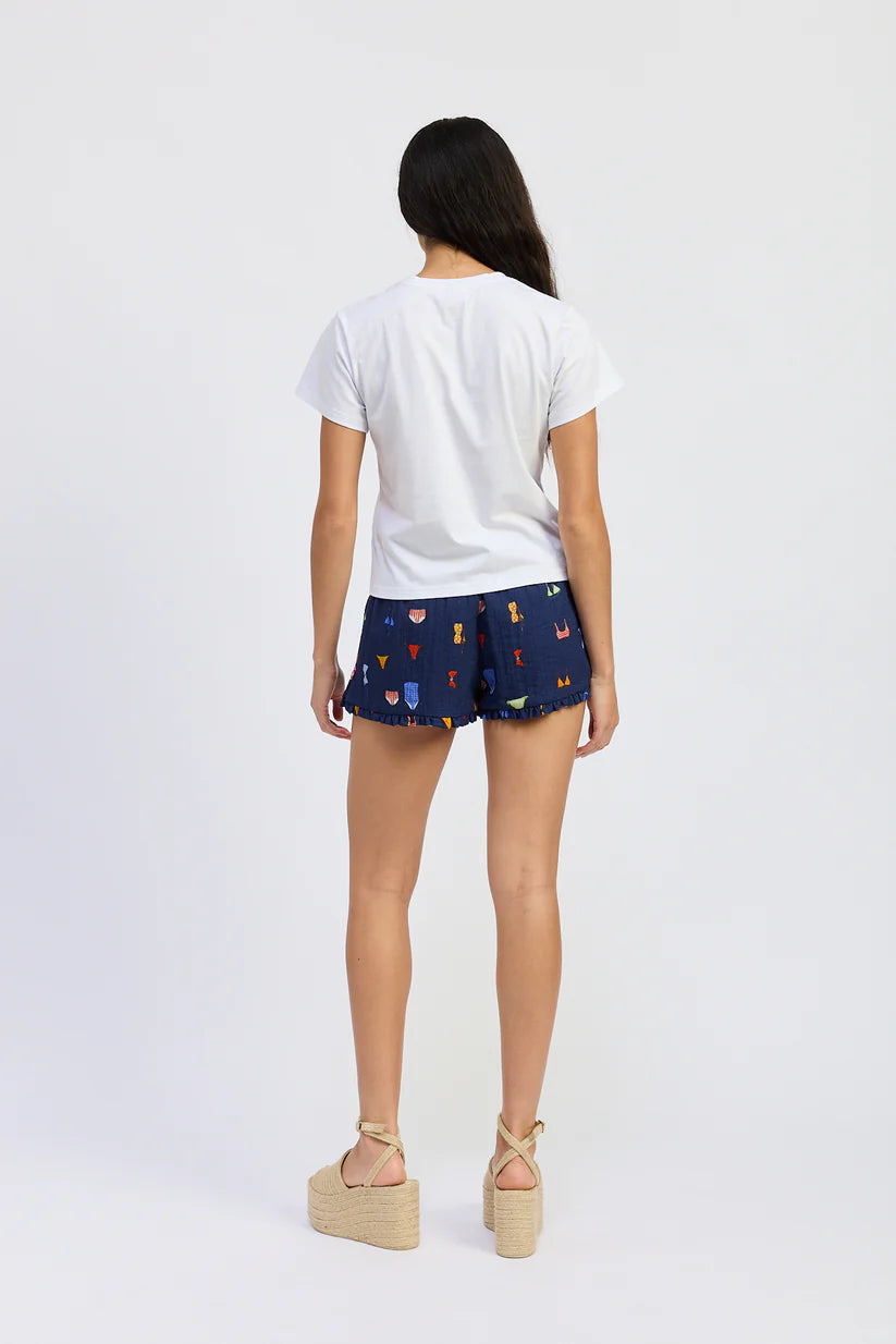 BIKINI PRINTED RUFFLE SHORTS