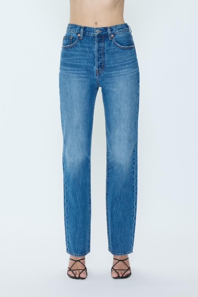 PISTOLA Cassie Super High Rise Straight Leg Jeans - Capri Light Wash Denim