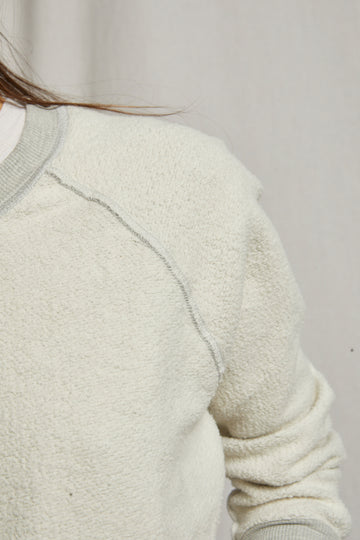 T94-ziggy - inside out fleece long sleeve shrunken crewneck sweatshirt