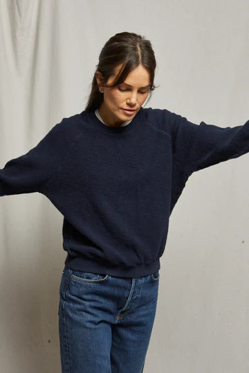 T94-ziggy - inside out fleece long sleeve shrunken crewneck sweatshirt