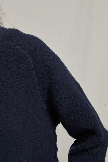 T94-ziggy - inside out fleece long sleeve shrunken crewneck sweatshirt