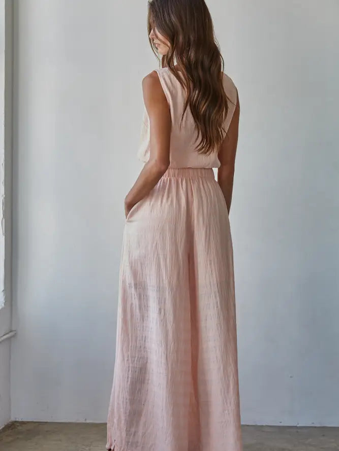 By Together Blush Sleeveless Top - Round Neck Keyhole Crop Top