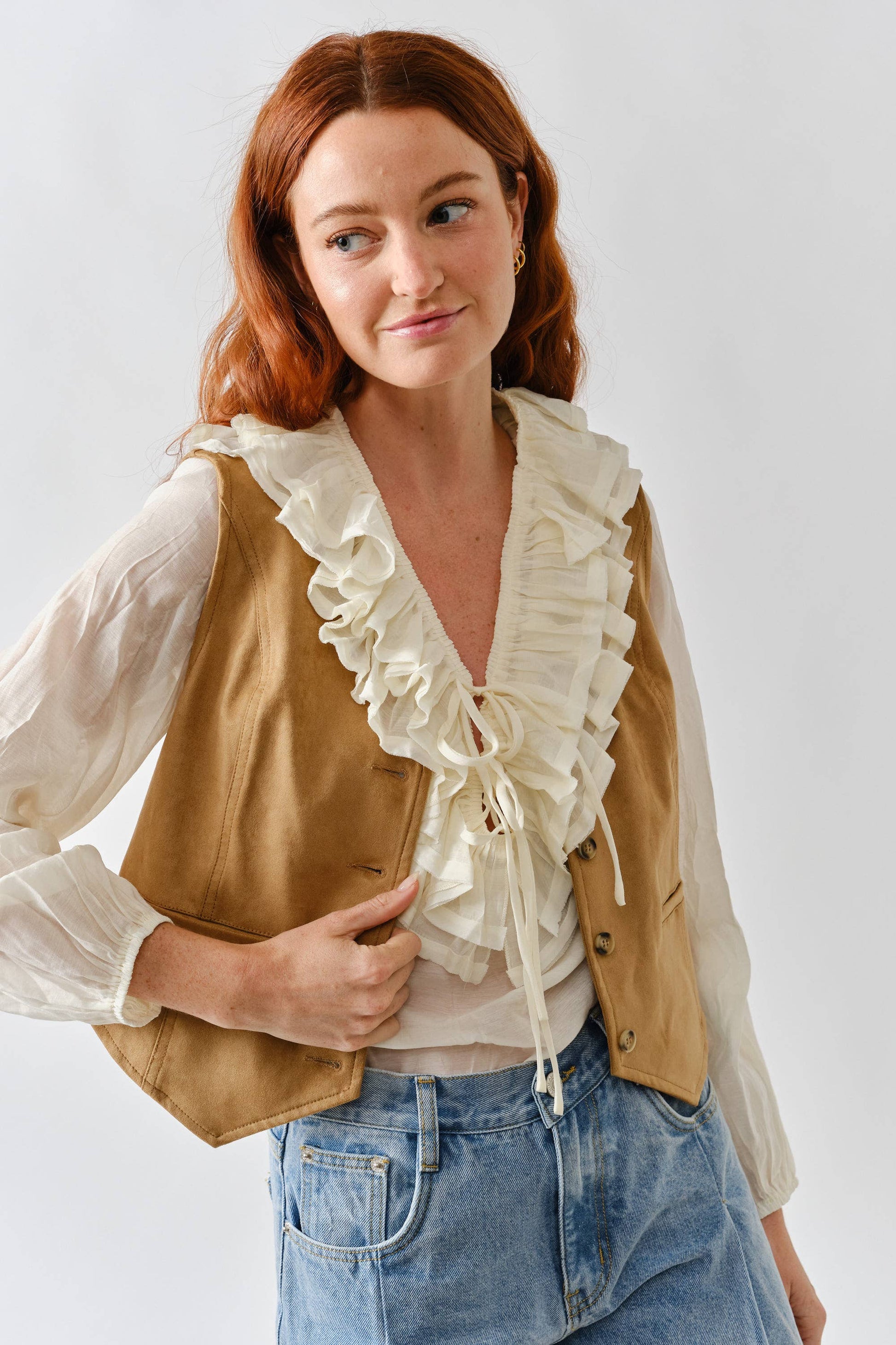 SUEDE TUXEDO VEST