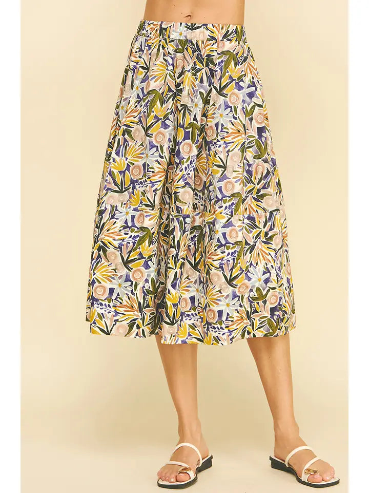 FLORAL PRINT A LINE SKIRT