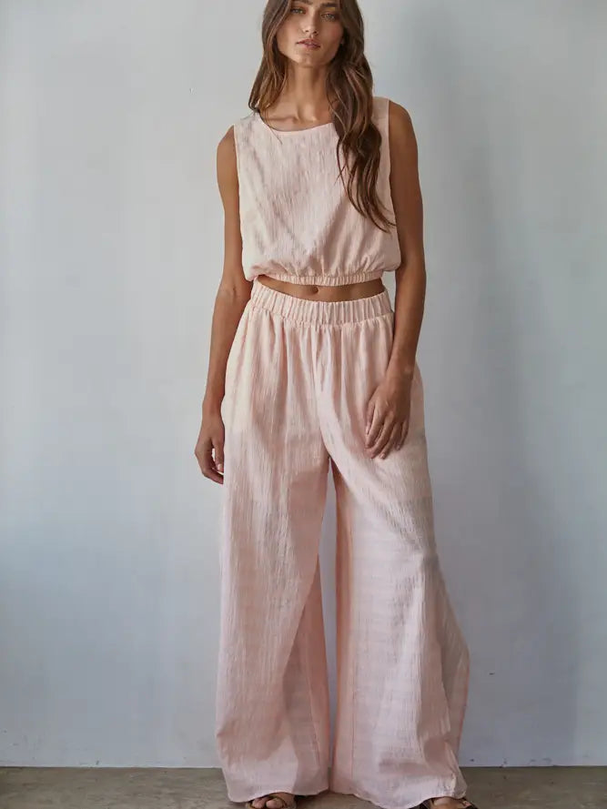 By Together Blush Sleeveless Top - Round Neck Keyhole Crop Top