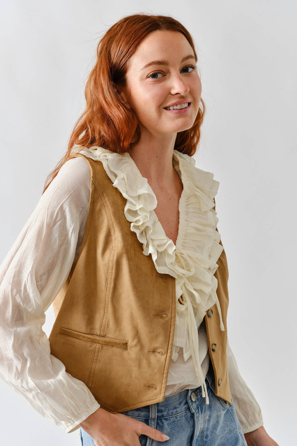 SUEDE TUXEDO VEST