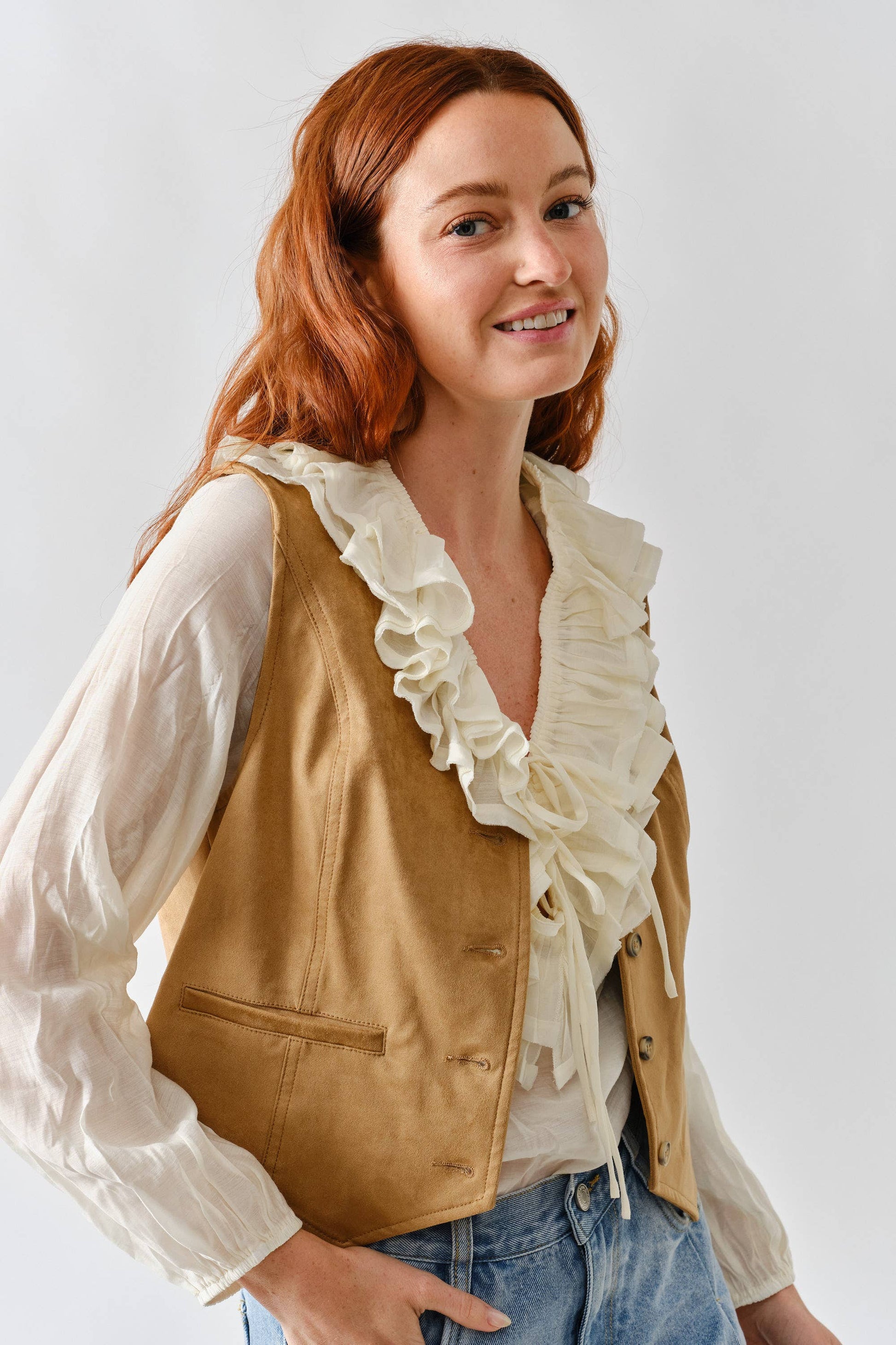 SUEDE TUXEDO VEST