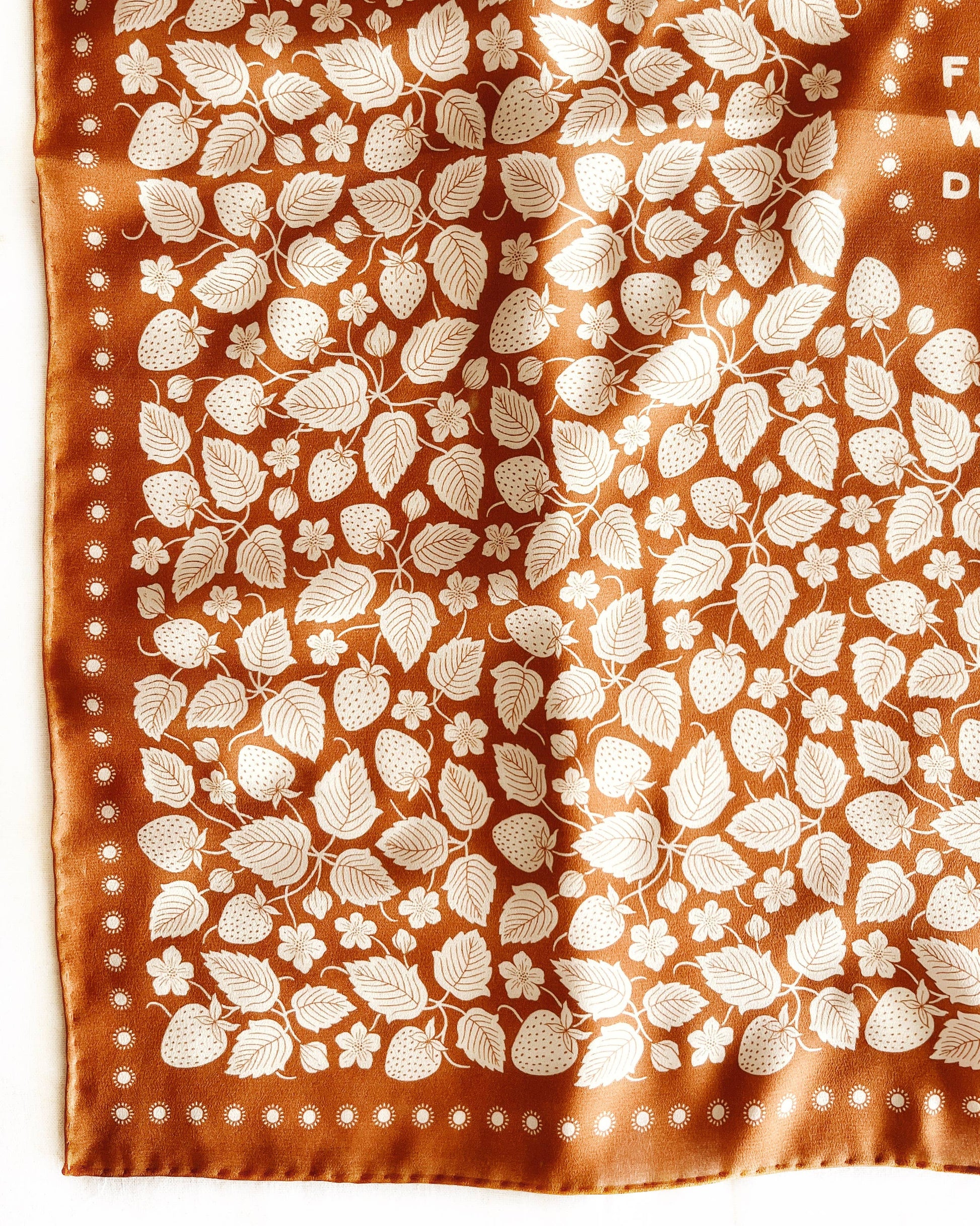 100% Silk Bandana Scarf Strawberry Patch Western Style