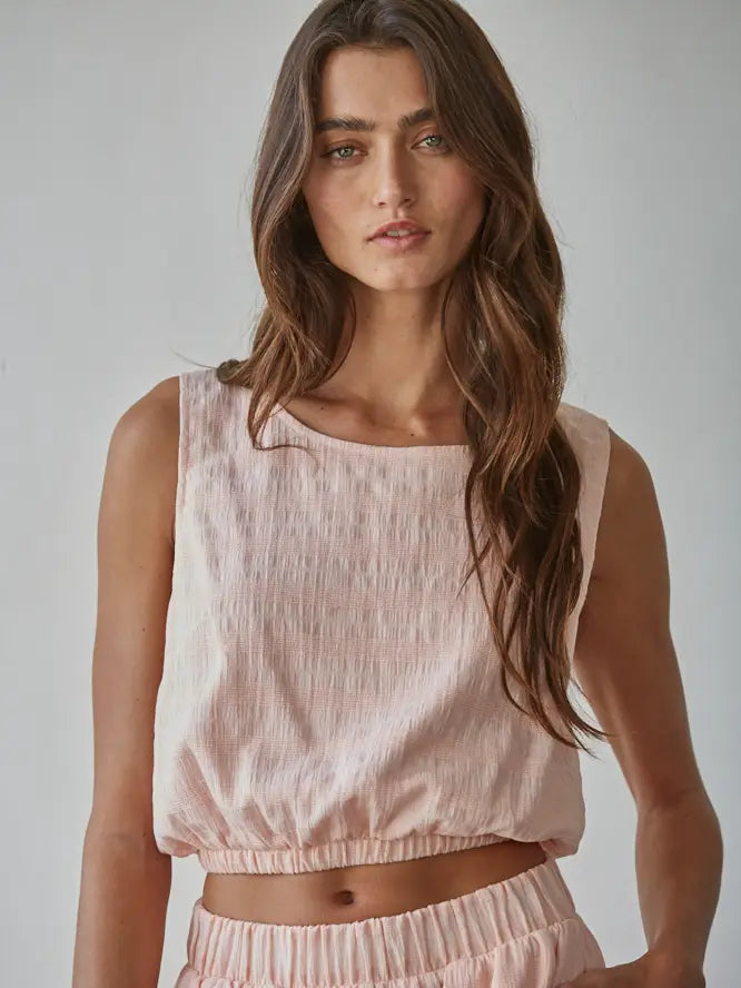 By Together Blush Sleeveless Top - Round Neck Keyhole Crop Top