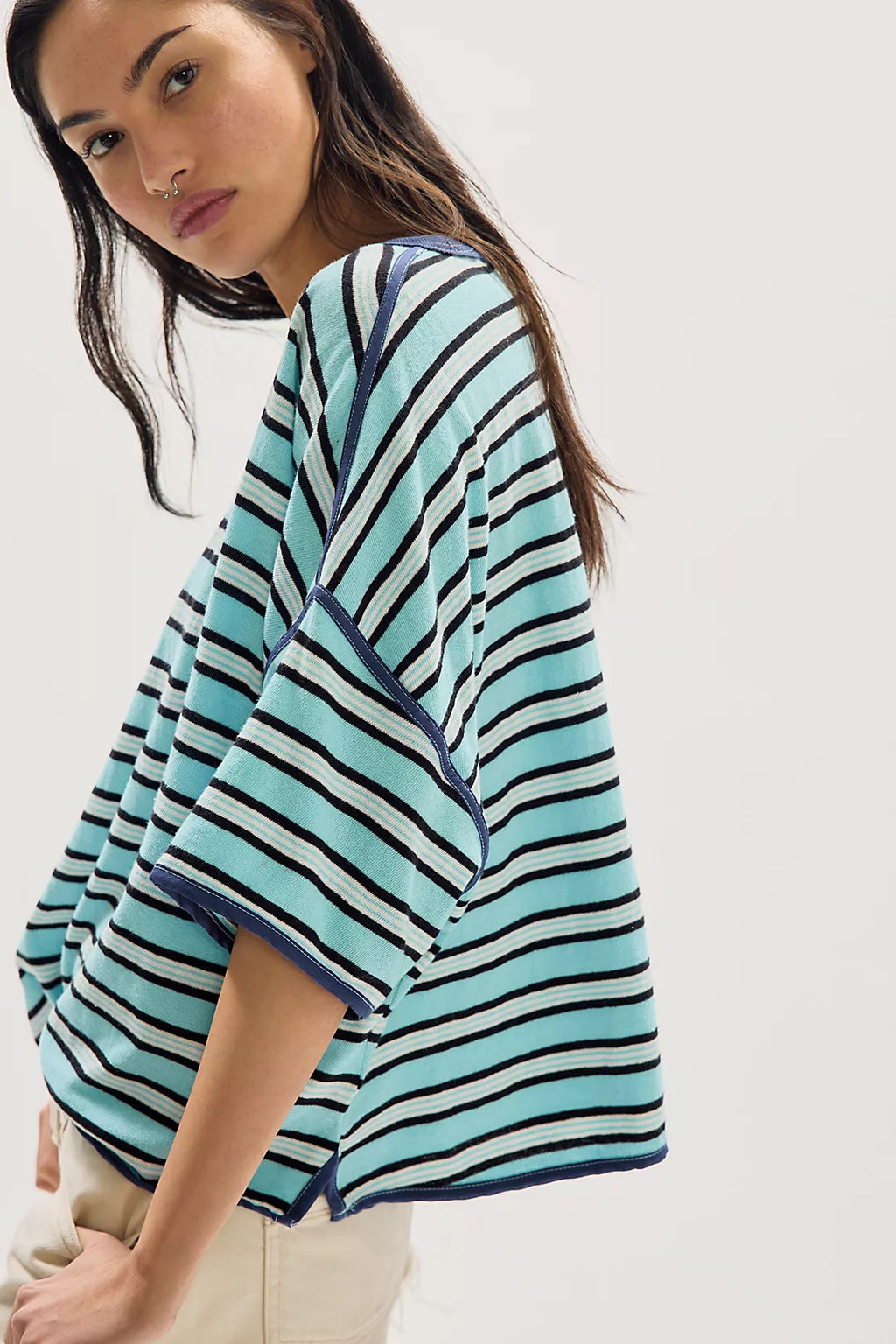 Free People We The Free Clean Rugby Tee - Striped Cropped T-Shirt