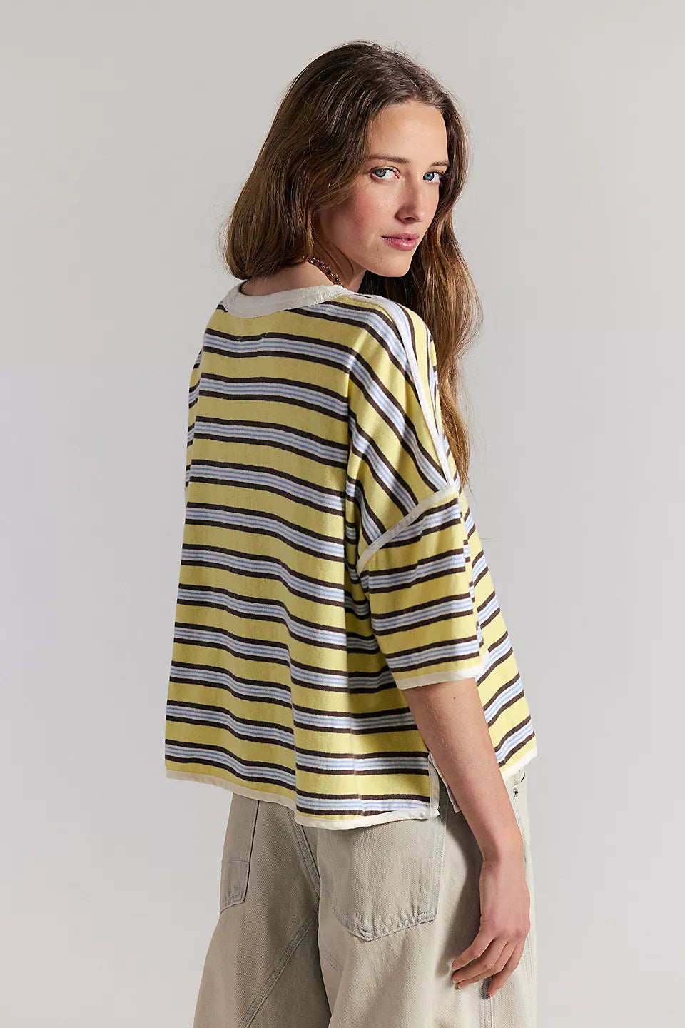 Free People We The Free Clean Rugby Tee - Striped Cropped T-Shirt