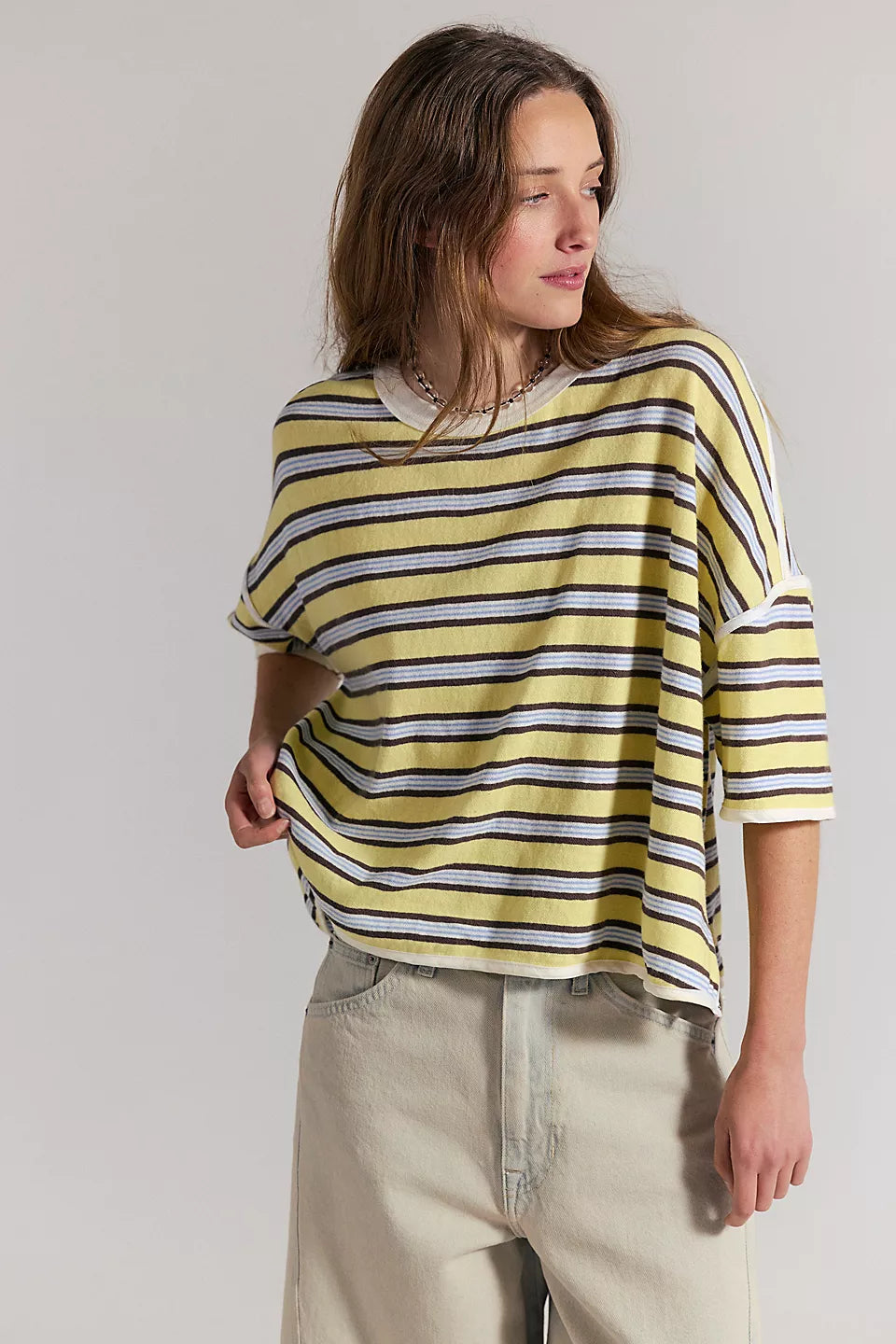 Free People We The Free Clean Rugby Tee - Striped Cropped T-Shirt
