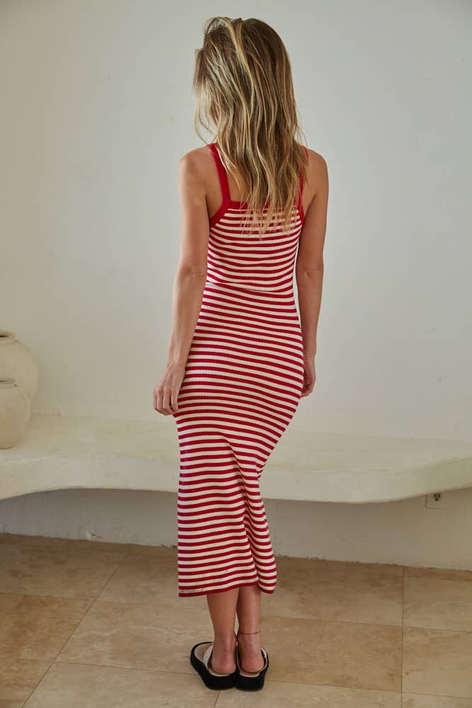 Knit Sweater Viscose Polyester Nylon Striped Dress