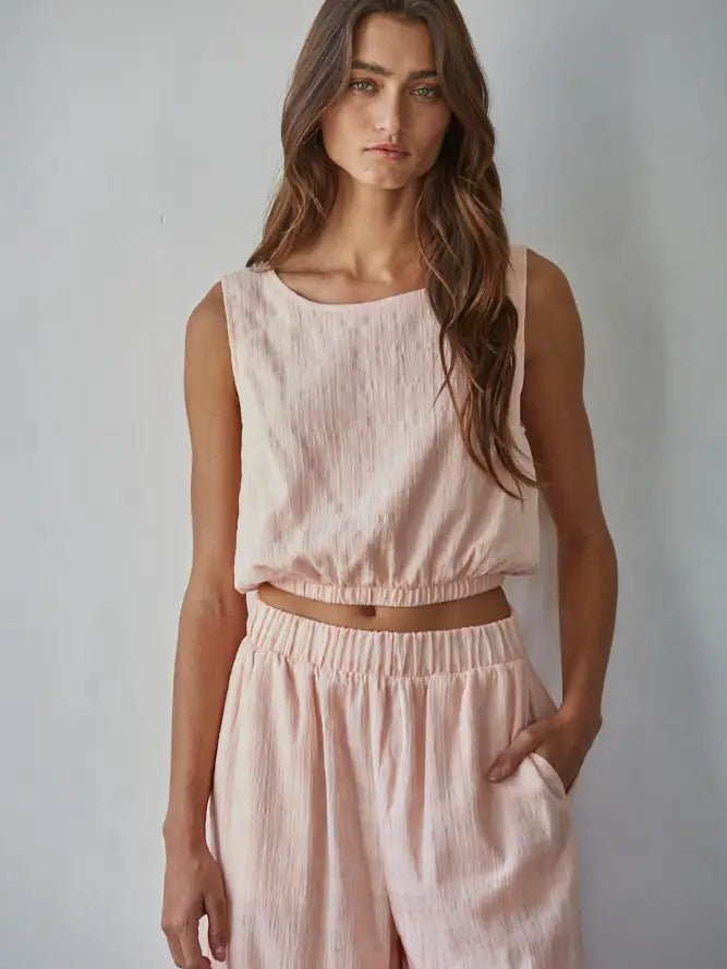 By Together Blush Sleeveless Top - Round Neck Keyhole Crop Top