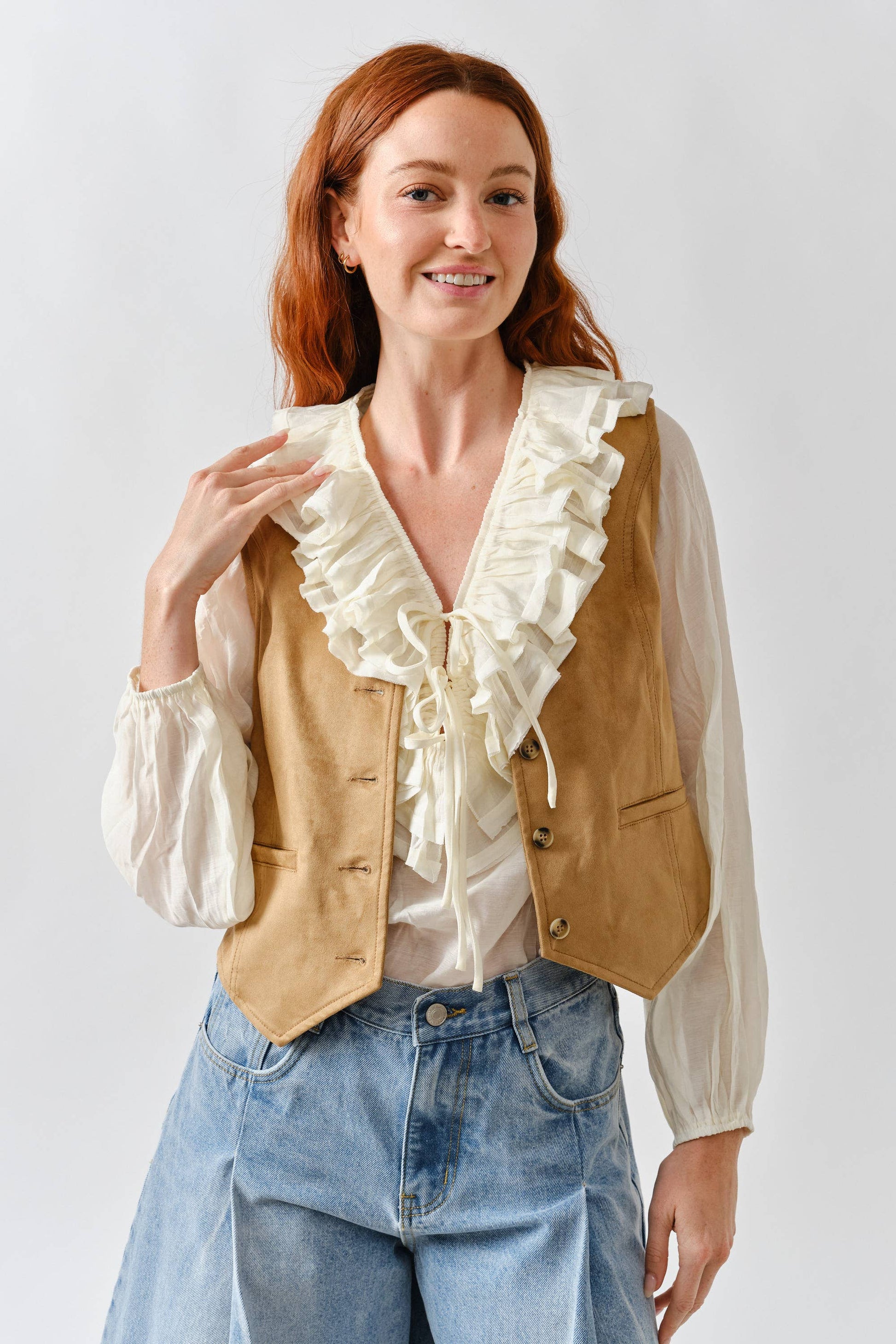 SUEDE TUXEDO VEST