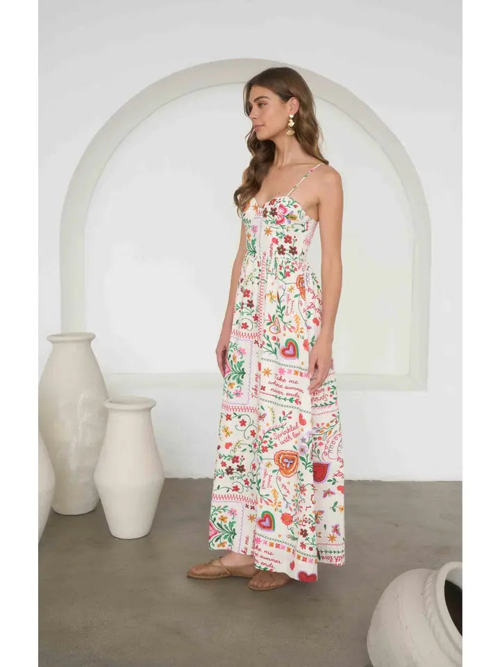 Summer Print Cotton Midi Dress