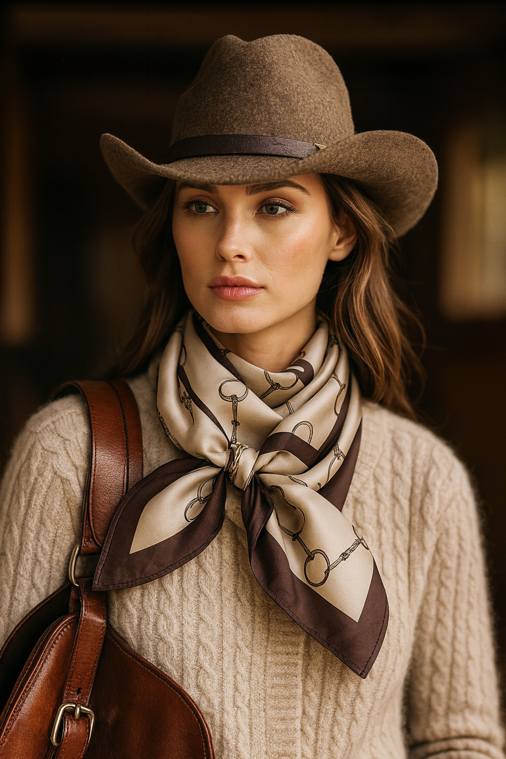 Western Equestrian Snaffle Bit Scarf 100% Silk