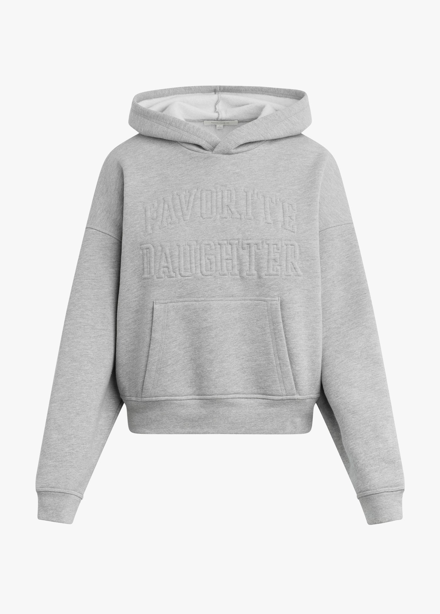 Favorite Daughter The Collegiate Embossed Hoodie - Heather Gray Oversized Sweatshirt