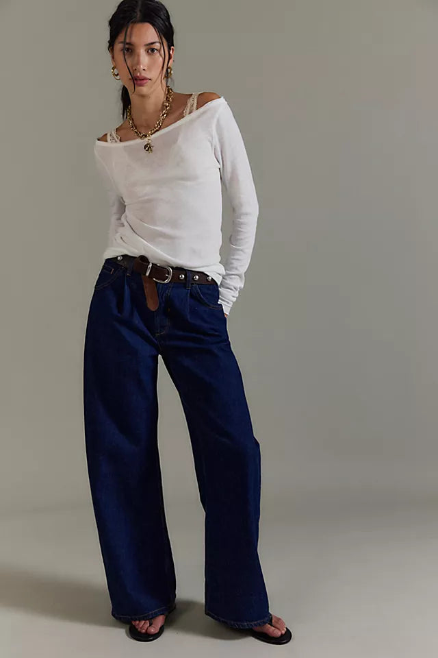 ALIA WIDE LEG  in HAWTHORNE DARK BLUE