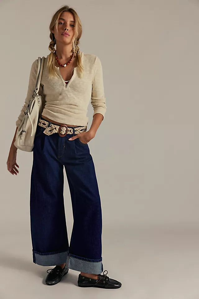 ALIA WIDE LEG  in HAWTHORNE DARK BLUE